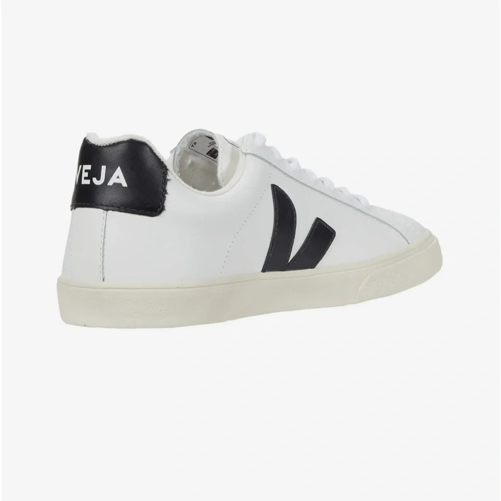 Veja White Leather Sneakers with Black V Accents